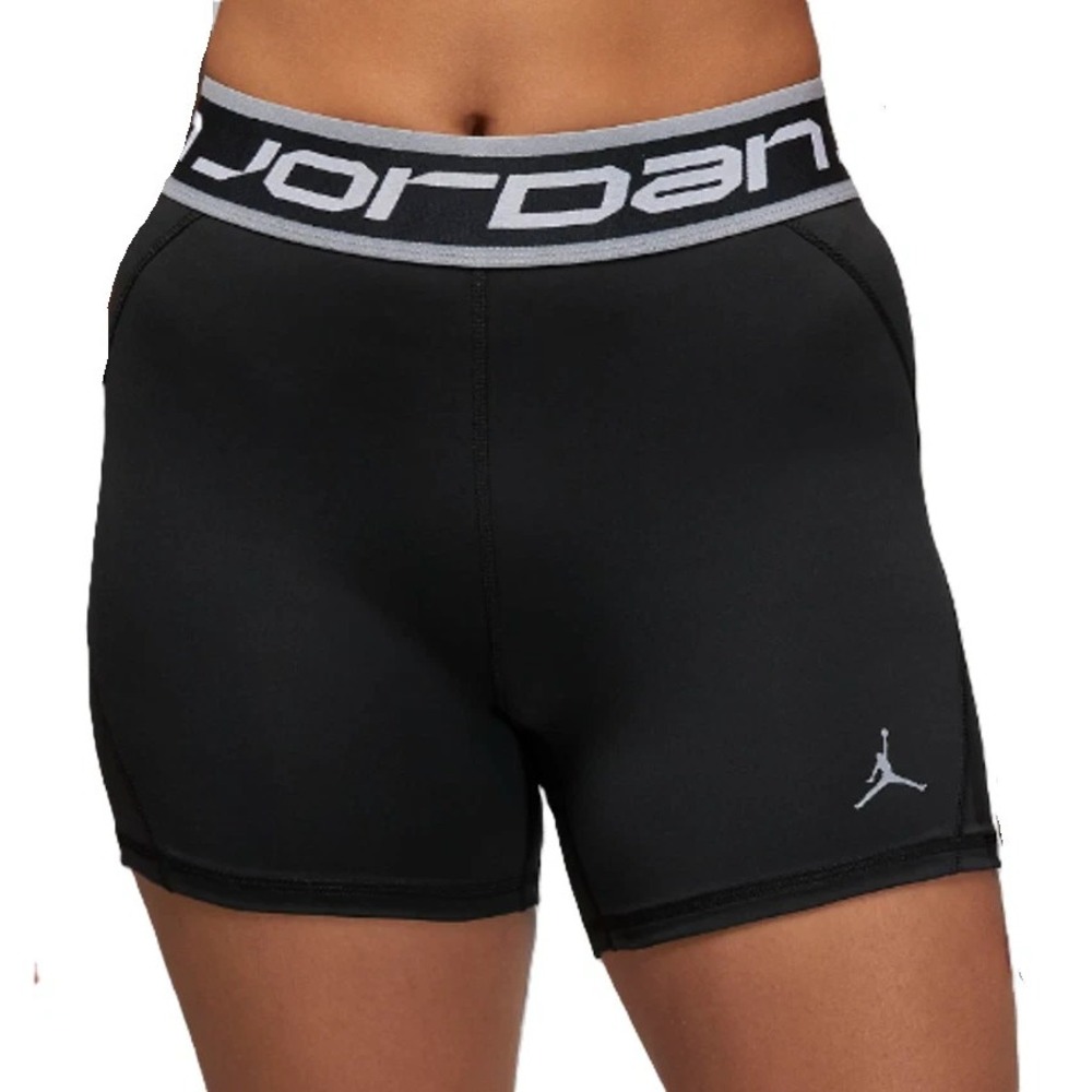 Nike Dri-FIT x Air Jordan Shorts Womens Medium High Waisted 5" Inseam Bike Black - Picture 3 of 12